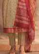 Shagufta Beige Color Salwar Kameez In Chanderi Silk